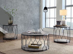 Hawdon Gray Wood/Metal Coffee Table with Shelf