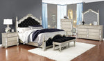 Heidi Black Velvet/Metallic Platinum Wood King Poster Bed