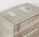 Heidi Metallic Platinum Wood 3-Drawer Nightstand