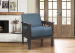 Herriman Blue Fabric Accent Chair with Wooden Arms