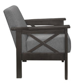 Herriman Gray Fabric Accent Chair with Wooden Arms