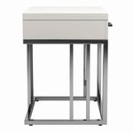 Idalia Glossy White Wood/Chrome Metal End Table