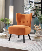 Imani Orange Velvet Tufted Accent Chair