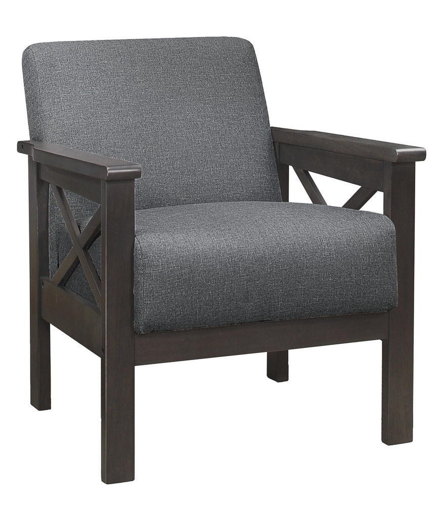 Herriman Gray Fabric Accent Chair with Wooden Arms