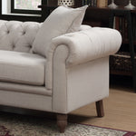 Juliet Beige Fabric 2-Seat Sofa with Rolled Arms