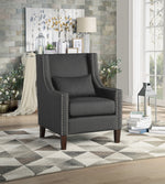 Keller Dark Gray Linen Accent Chair with Nailheads