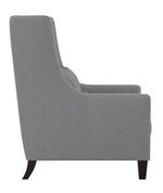 Keller Light Gray Linen Accent Chair with Nailheads