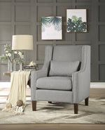 Keller Light Gray Linen Accent Chair with Nailheads