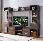 Leyla 4-Pc Walnut Oak Wood Entertainment Center