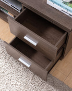 Leyla Walnut Oak Wood 3-Drawer TV Stand