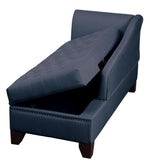 Lillia Dark Blue Fabric Tufted Chaise Lounge with Storage