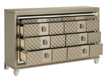 Loudon Champagne Metallic Wood 8-Drawer Dresser