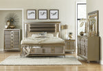 Loudon Champagne Metallic Wood King Bed with Storage