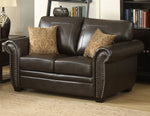 Louis 2-Pc Dark Brown Leather Gel Sofa Set (Oversized)