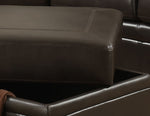 Louis 3-Pc Dark Brown Leather Gel Sectional Sofa with Ottoman