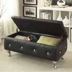 Luce Black Bonded Leather Storage Bench