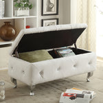 Luce White Bonded Leather Storage Bench