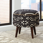 Malissa Black/White Woven Cotton Accent Stool