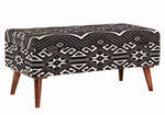 Malissa Black/White Woven Cotton Storage Bench