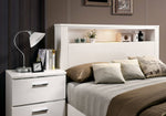 Malte White Wood King Bed with LED (Oversized)