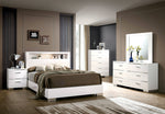 Malte White Wood Queen Bed with LED