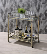 Matiesen Clear Glass/Antique Gold Metal 2-Shelves Serving Cart