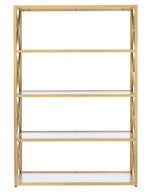 Milavera Gold Metal/Clear Glass Bookshelf with 5 Shelves