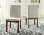 Dellbeck 2 Beige Fabric/Brown Wood Side Chairs