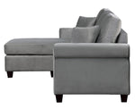 Monty Gray Velvet Reversible Sectional Sofa