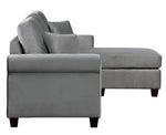 Monty Gray Velvet Reversible Sectional Sofa