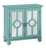 Poppy Antique Aqua Wood Accent Chest with Mirror Inlay