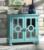 Poppy Antique Aqua Wood Accent Chest with Mirror Inlay