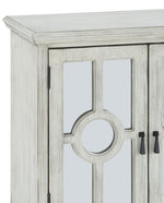 Poppy Antique White Wood Accent Chest with Mirror Inlay