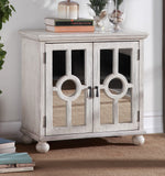 Poppy Antique White Wood Accent Chest with Mirror Inlay