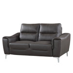 Rachel 2-Pc Gray Leather Sofa Set w/Curved-Padded Arms