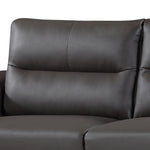 Rachel 2-Pc Gray Leather Sofa Set w/Curved-Padded Arms