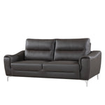 Rachel 3-Pc Gray Leather Sofa Set w/Curved-Padded Arms