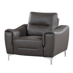 Rachel 3-Pc Gray Leather Sofa Set w/Curved-Padded Arms