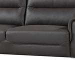 Rachel Gray Leather 2-Seat Sofa with Curved-Padded Arms