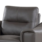 Rachel Gray Leather Chair with Curved-Padded Arms