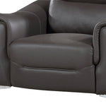 Rachel Gray Leather Chair with Curved-Padded Arms