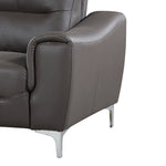 Rachel Gray Leather Chair with Curved-Padded Arms