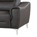 Rachel Gray Leather Loveseat with Curved-Padded Arms