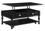 Sanders Black Wood Coffee Table with Lift Top Storage