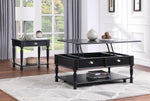 Sanders Black Wood End Table with Drawer & Shelf