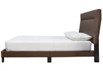 Adelloni Brown Faux Leather King Platform Bed