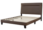 Adelloni Brown Faux Leather King Platform Bed