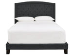 Adelloni Charcoal Fabric King Platform Bed with Button Tufted Headboard