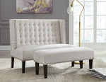 Beauland Ivory Fabric Wingback Accent Bench