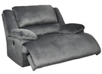 Clonmel Charcoal Microfiber Zero Wall Wide Seat Manual Recliner